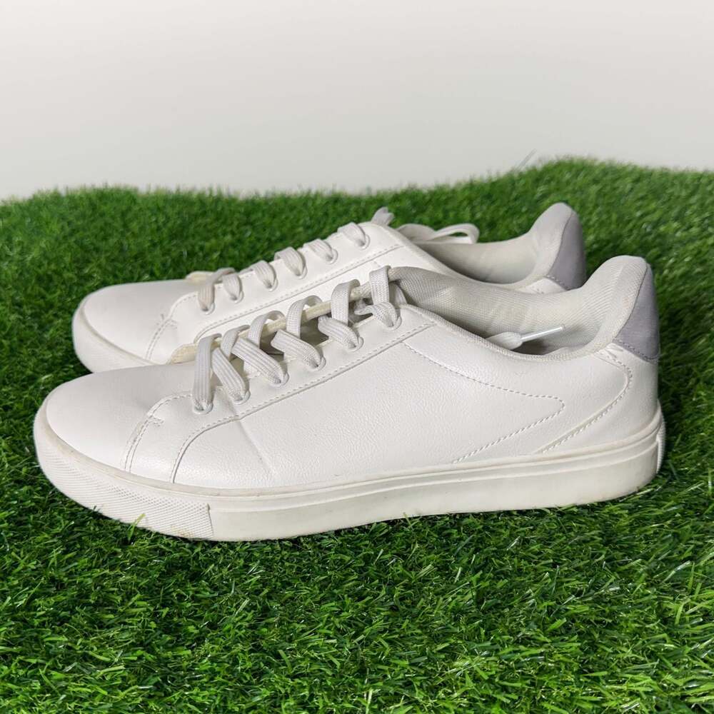 Crane Men's White Court Sneaker Faux Leather Lace Up Casual Shoes